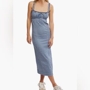 Free People, large, Lucinda Gingham Check Stretch Cotton Dress